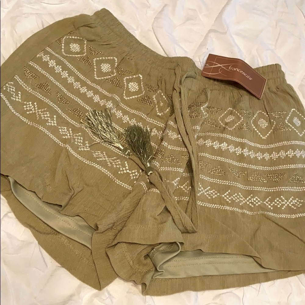 Francescas green embroidered shorts